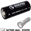 Batterie 26650 Lithium Avec Protection électronique (pour Phare D40F - S20 & S40) - Divepro